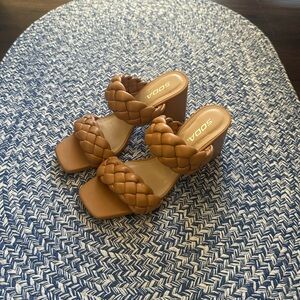 Soda Tan Braided Heeled Sandals